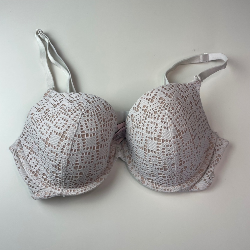 Victoria's Secret Body by Victoria White Lace Lined Perfect Coverage Bra 36C